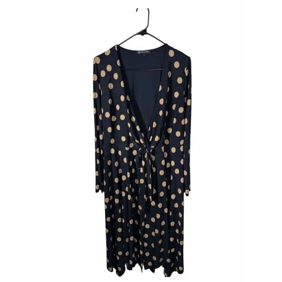 INC International Concepts Dresses & Skirts - INC international Concepts Black And Tan Polka Dot Wrap Dress Size Small